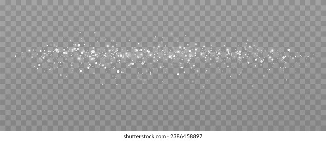 Efecto luminoso. Ilustración vectorial. Navidad. polvo. Cae nieve realista. Fondo de Navidad. Aislado sobre fondo transparente.	