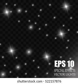 Glow light effect. Vector illustration. Christmas flash Concept.