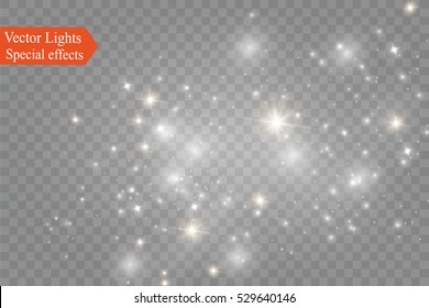 Glow light effect. Vector illustration. Christmas flash. dust