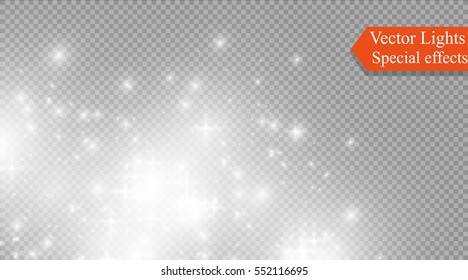 Glow light effect. Vector illustration. Christmas flash. dust