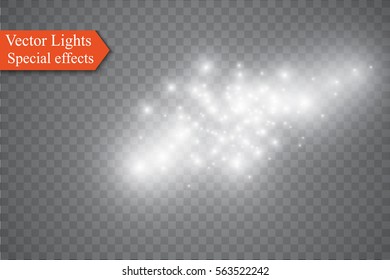 Glow light effect. Vector illustration. Christmas flash. dust.