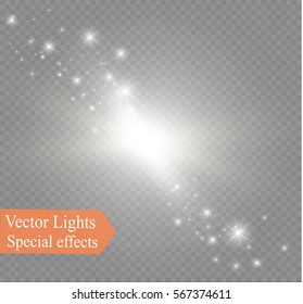 Glow light effect. Vector illustration. Christmas flash. dust