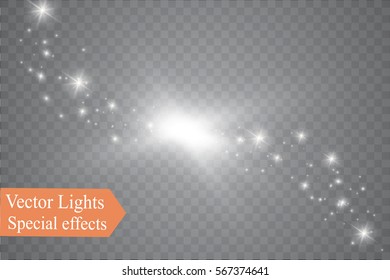 Glow light effect. Vector illustration. Christmas flash. dust