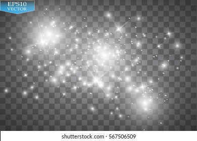 Glow light effect. Vector illustration. Christmas flash. dust
