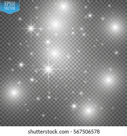 Glow light effect. Vector illustration. Christmas flash. dust
