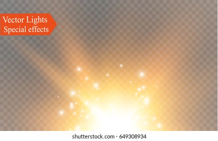 Glow light effect. Vector illustration. Christmas flash Concept.dust