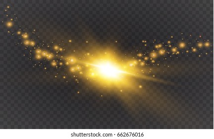 Glow light effect. Vector illustration. Christmas flash. dust