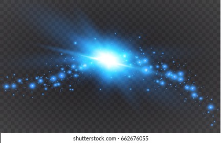 Glow light effect. Vector illustration. Christmas flash. dust