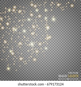 Glow light effect. Vector illustration. Christmas flash. dust

