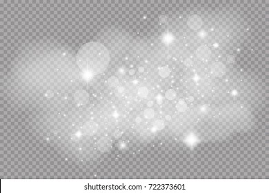 Glow light effect. Vector illustration. Christmas flash. dust
