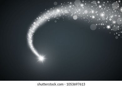 Glow Light effect. Vector magic concept. Twinkle particles with shine curve lines isolated.