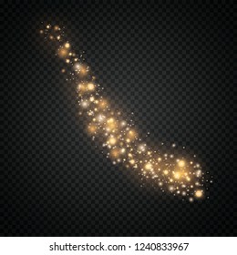 Glow Light effect. Vector magic concept. Twinkle particles with shine curve lines isolated.