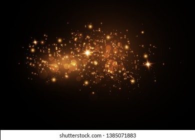 Glow light effect. Vector sparkles on a transparent background. Christmas light effect. Sparkling magical dust particles.The dust sparks and golden stars shine with special light.
