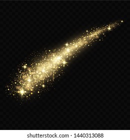 Glow light effect.  Vector sparkles on a transparent background. Christmas light effect. Sparkling magical dust particles.The dust sparks and golden stars shine with special light.
