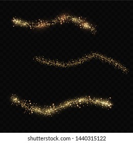 Glow light effect.  Vector sparkles on a transparent background. Christmas light effect. Sparkling magical dust particles.The dust sparks and golden stars shine with special light.
