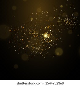 Glow light effect. Vector sparkles on a transparent background. Christmas light effect. Sparkling magical dust particles.The dust sparks and golden stars shine with special light.
