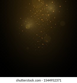 Glow light effect.  Vector sparkles on a transparent background. Christmas light effect. Sparkling magical dust particles.The dust sparks and golden stars shine with special light.
