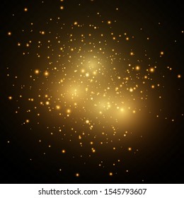 Glow light effect. Glow light effect.  Vector sparkles on a transparent background. Christmas light effect. Sparkling magical dust particles.The dust sparks and golden stars shine with special light.
