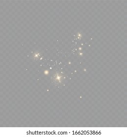 Glow light effect.  Vector sparkles on a transparent background. Christmas light effect. Sparkling magical dust particles.The dust sparks and golden stars shine with special light.