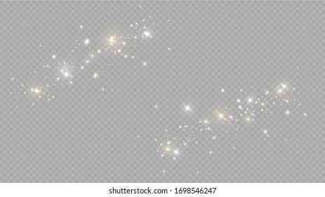 Glow light effect.  Vector sparkles on a transparent background. Christmas light effect. Sparkling magical dust particles.The dust sparks and golden stars shine with special light.