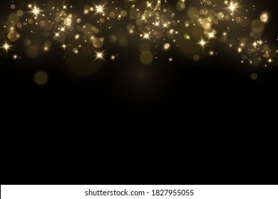 Glow light effect. Vector sparkles on a transparent background. Christmas light effect. Sparkling magical dust particles.The dust sparks and golden stars shine with special light.
