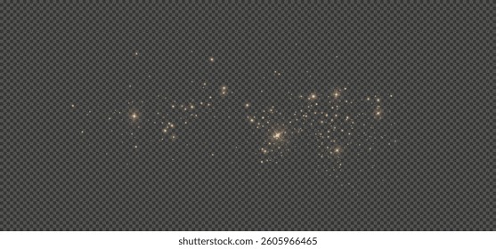 Glow light effect. Vector sparkles on a transparent background. Christmas light effect. Sparkling magical dust particles.The dust sparks and golden stars shine with special light.