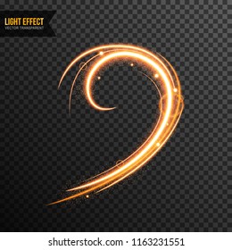 Glow Light Effect Vector transparent with golden line swirl