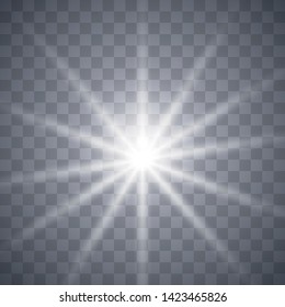 Glow light effect. White glowing light burst explosion with transparent.   Bright star. Transparent shine gradient glitter, bright flare. 