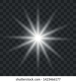 Glow light effect. White glowing light burst explosion with transparent.   Bright star. Transparent shine gradient glitter, bright flare. 