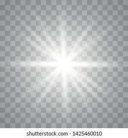 Glow light effect. White glowing light burst explosion with transparent.   Bright star. Transparent shine gradient glitter, bright flare. 