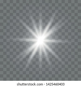 Glow light effect. White glowing light burst explosion with transparent.   Bright star. Transparent shine gradient glitter, bright flare. 