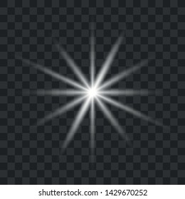 Glow light effect. White glowing light burst explosion with transparent.   Bright star. Transparent shine gradient glitter, bright flare. 
