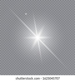 Glow light effect. White glowing light burst explosion with transparent. Sun. Vector illustration.