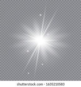 Glow light effect. White glowing light burst explosion with transparent. Sun. Vector illustration