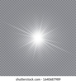 Glow light effect. White glowing light burst explosion with transparent. Sun. Vector illustration.
