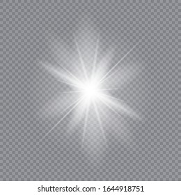 Lichteffekt.Weißes Licht brach Explosion mit transparenter Oberfläche aus. Sonne. Vektorillustration.