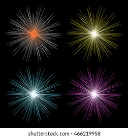 Glow light effect. White glowing light explosion. Bright star. Vector illustration for decoration with ray sparkles.
