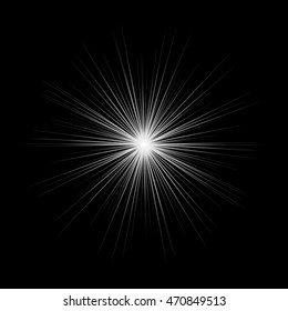 Glow light effect. White glowing light explosion. Bright star. Glare texture. Vector Flash.