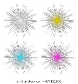 Glow light effect. White glowing light explosion. Bright star. Glare texture. Vector Flash.