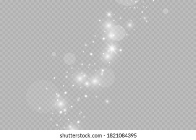   Glow light effect.Sparkling particles of fairy dust stars, snowflakes, snow, christmas.