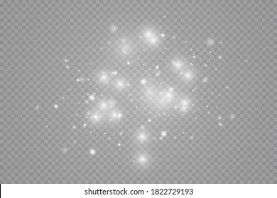   Glow light effect.Sparkling particles of fairy dust stars, snowflakes, snow, christmas.