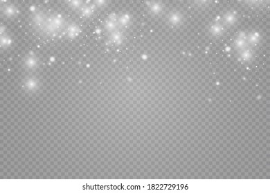   Glow light effect.Sparkling particles of fairy dust stars, snowflakes, snow, christmas.