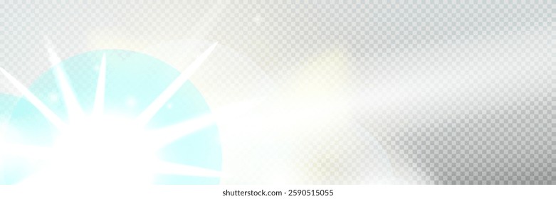 Glow light star, yellow sun rays, gold glare bokeh. Flash yellow sun, star flashed with sparkles.