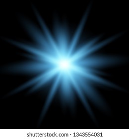 Glow light sunlight  on a transparent background. Bright Star. Transparent shining sun, bright flash.