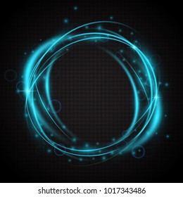 Glow light swirl trail. Slow shutter speed effect. Shiny frame. Abstract luminous background. Transparent light vector illustration