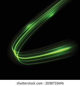 Glow light trail effect. Glowing flash trace isolated with magic dust particles. 