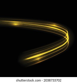 Glow light trail effect. Glowing flash trace isolated with magic dust particles. 