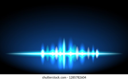 Glow light wave effect on Dark blue background.