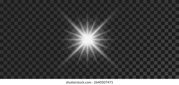 Glow light white effect. Star burst with sparkles. Sun.