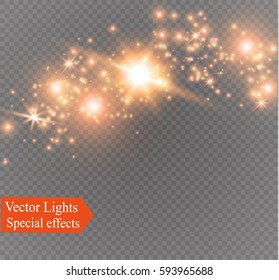 The glow lighting effect. vector illustration.bright dust.the sun is a magic view